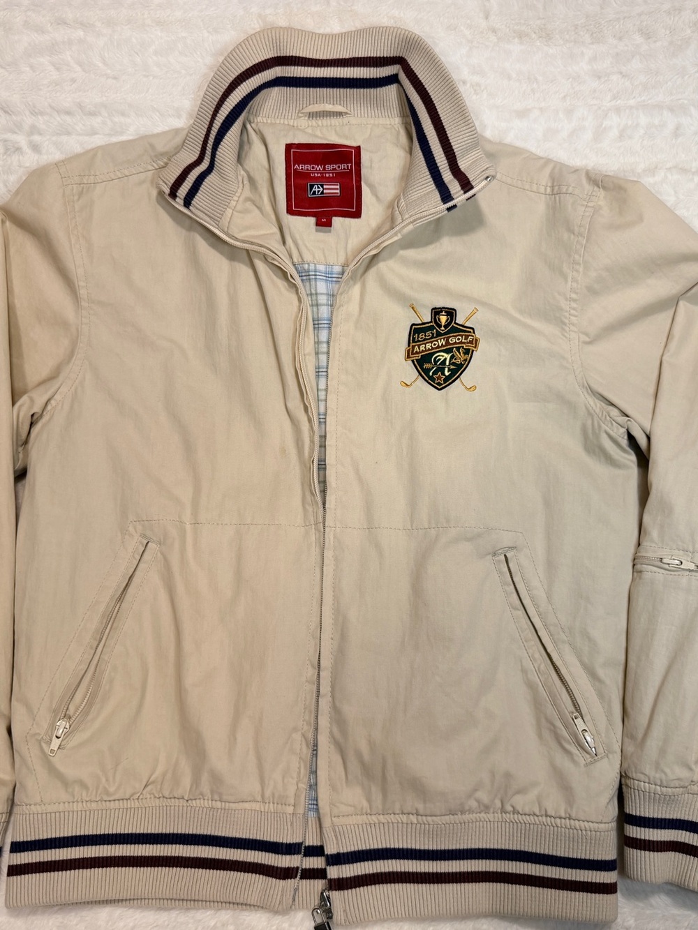 Men’s Cream Golf jacket arrow golf 1851 embroidered logo
